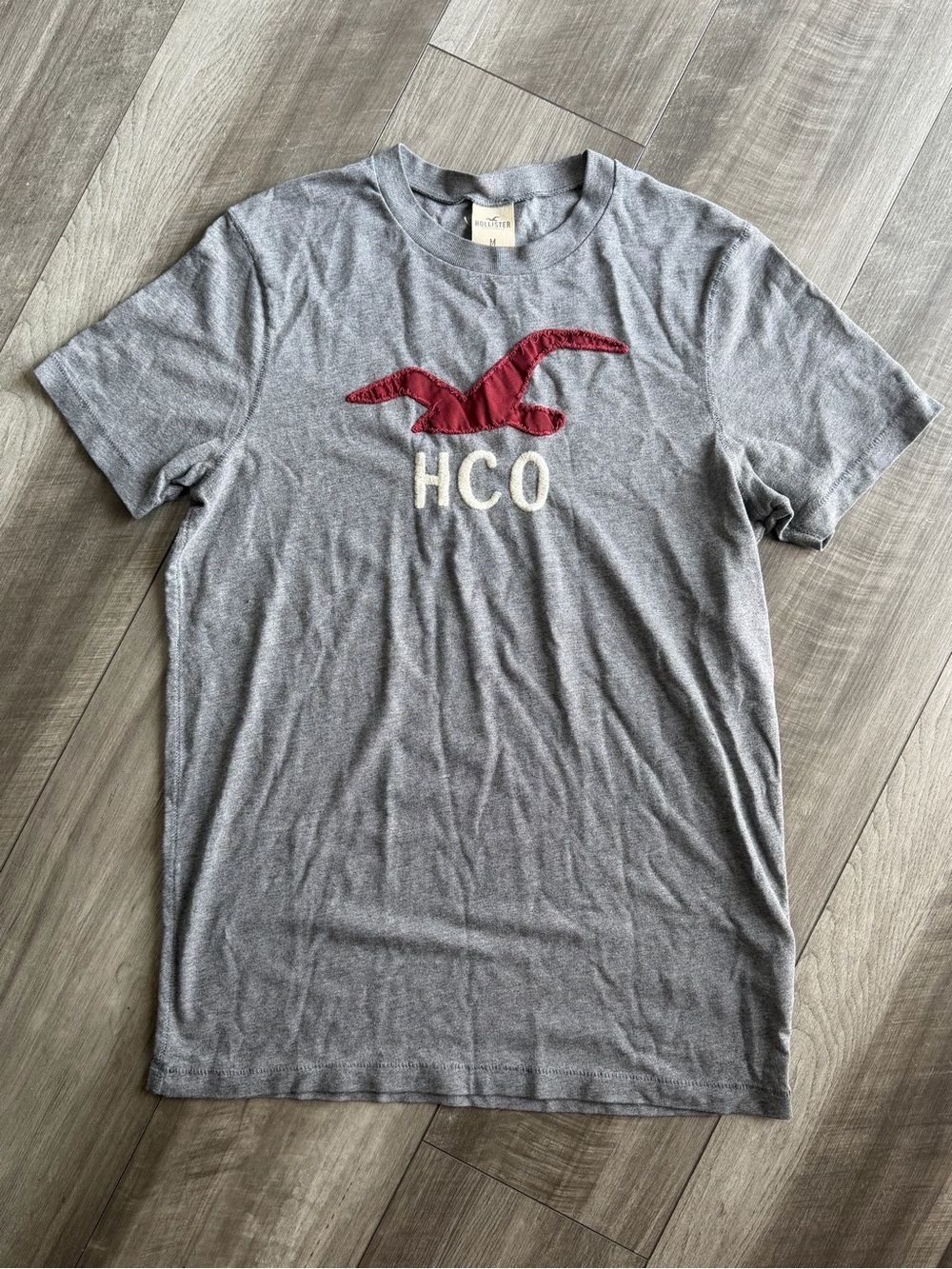 Y2K Hollister HCO Men's Gray Graphic Logo Crew Neck Short Sleeve T-Shirt Size M